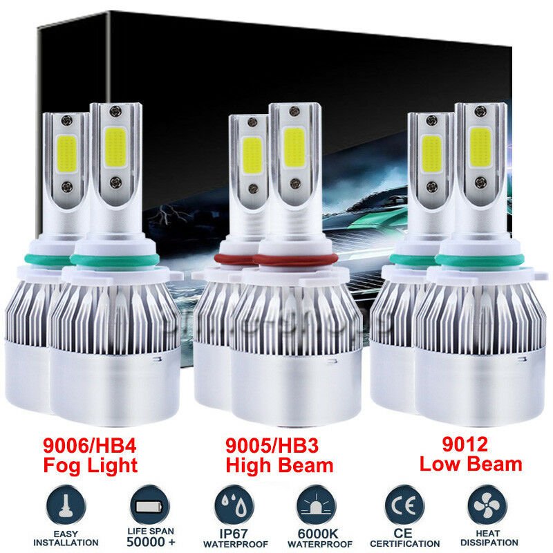 6Pcs LED Headlight+Fog Light Bulb For 2013-2015 Ram 1500 2500 3500 w/Projector