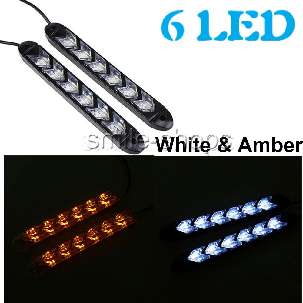 2pcs Dual Color 6LED Car Daytime Running Lights DRL Turn Signal Lamp Waterproof