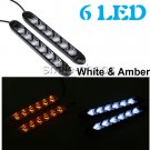 2pcs Dual Color 6LED Car Daytime Running Lights DRL Turn Signal Lamp Waterproof