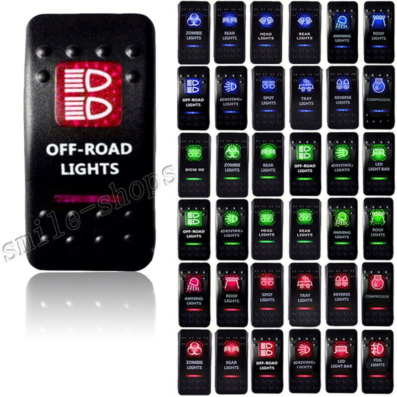Red Light Off Road LED 12V 20A 10A 5pin Rocker Toggle Switch Car Boat Waterproof