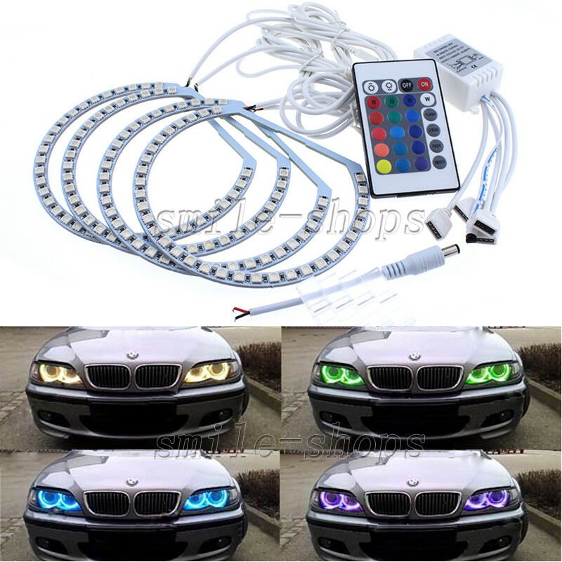 4pcs Angel Eye Halo Ring Lights RGB Multi-Color LED SMD For BMW E46 E39 E38 E36