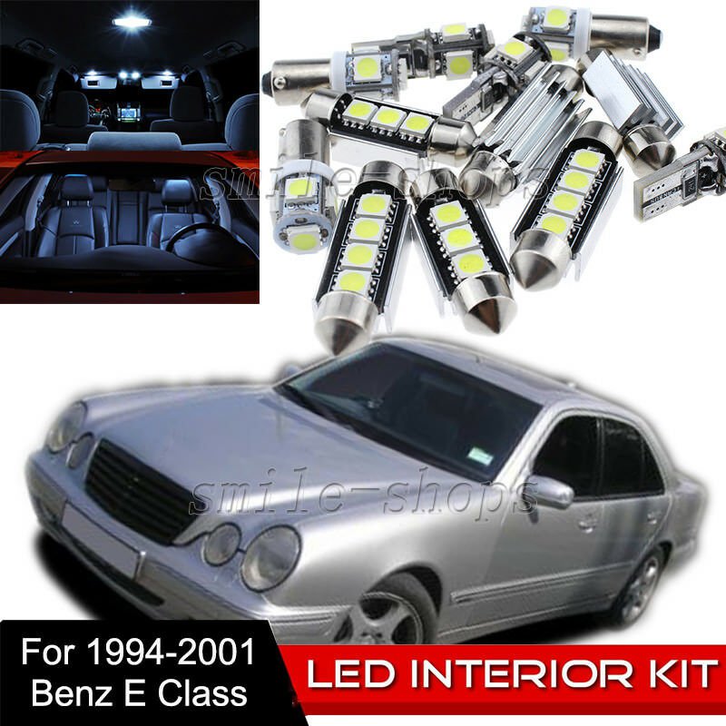 16pcs Interior LED Light Bulbs Package Kit for 1994-2001 Mercedes E Class White