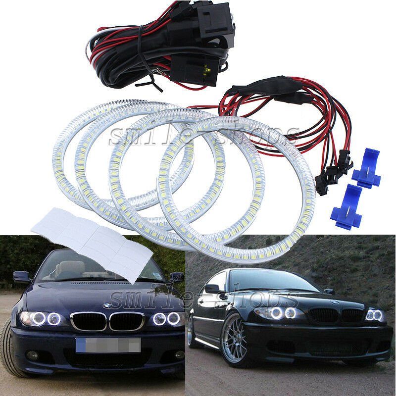 White Angel Eye Halo Rings Kit For Bmw E46 3 Series 2d 2 Door Coupe 2dr