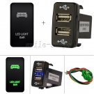40mm*20mm Push Switch Green LED Light Bar + Dual USB For Toyota 4Runner Tacoma
