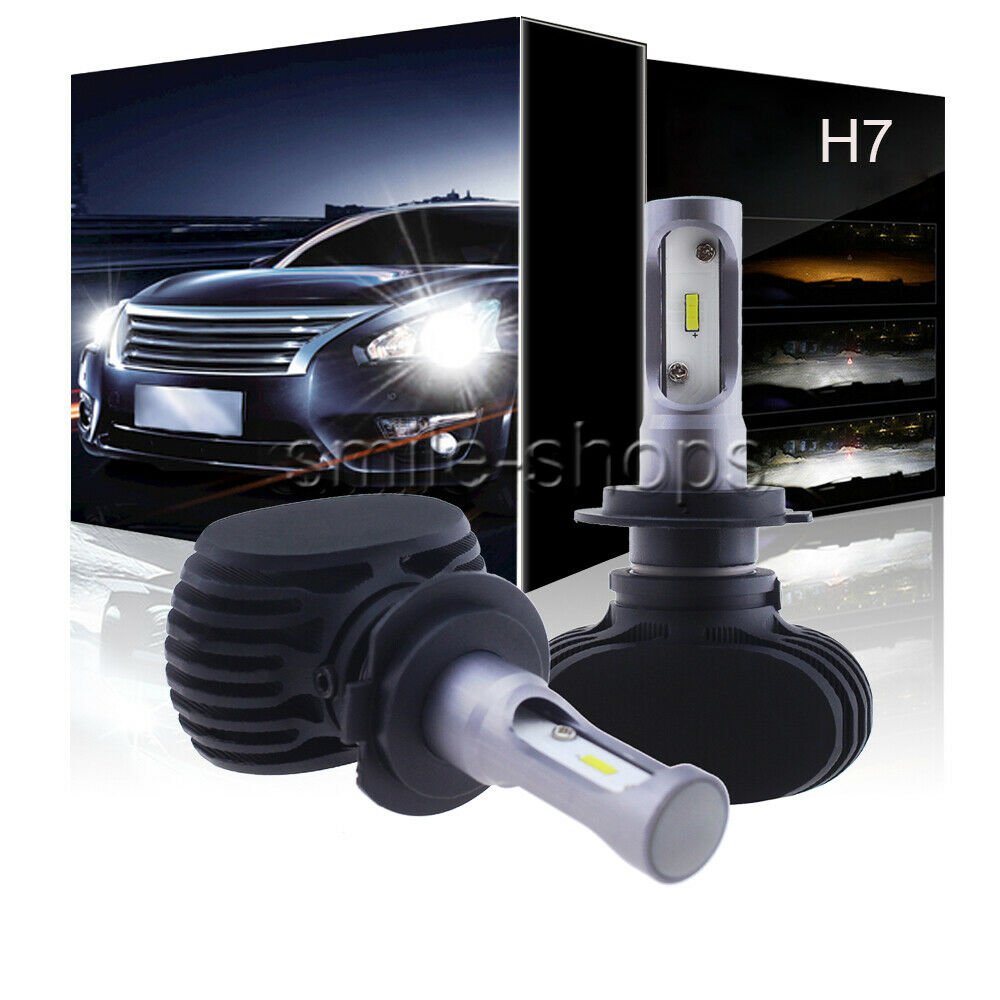 1 Pair H7 LED Headlight Bulb Conversion Kit High Low Beam Fog Lamp 8000LM White