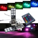 2 X H3 12-SMD RGB LED Bulbs For Fog Light Parking Lamp DRL Yellow Blue Green