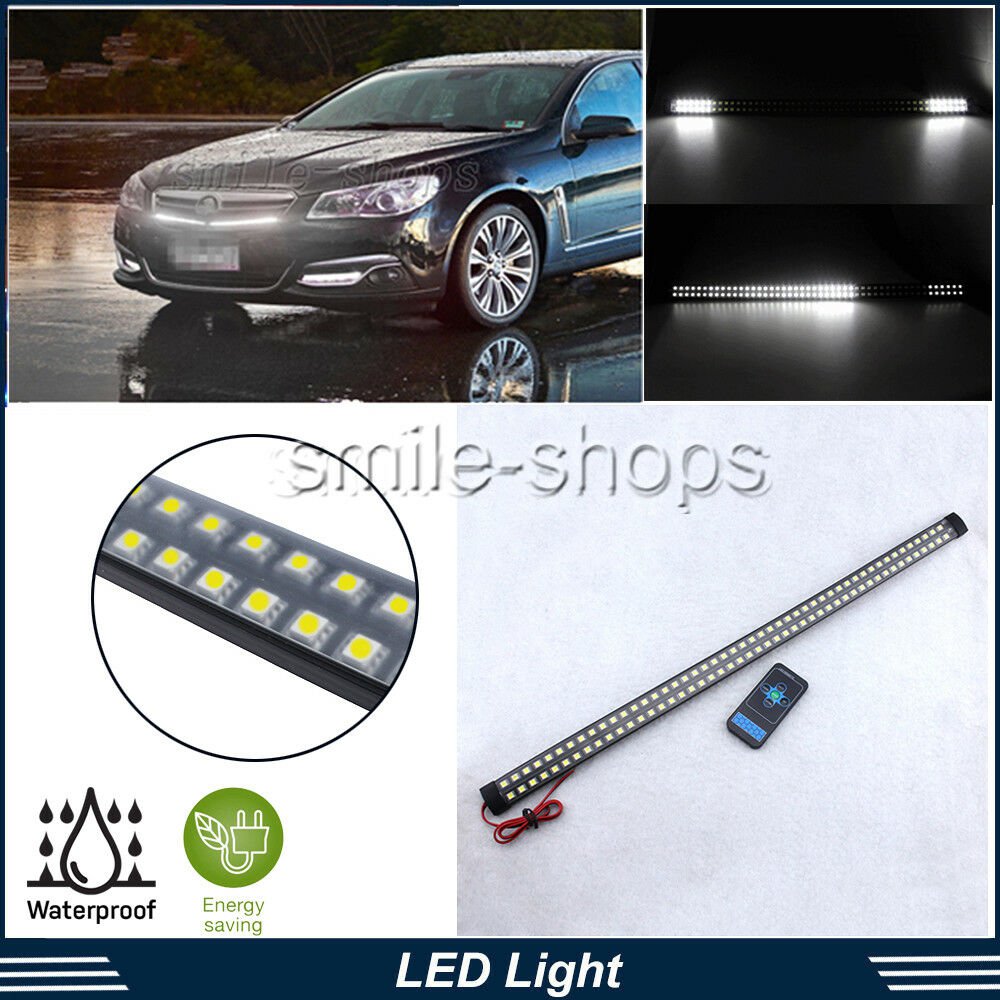 White 96 LED Knight Rider Light Flash Car Strip Light Strobe Day Running Light