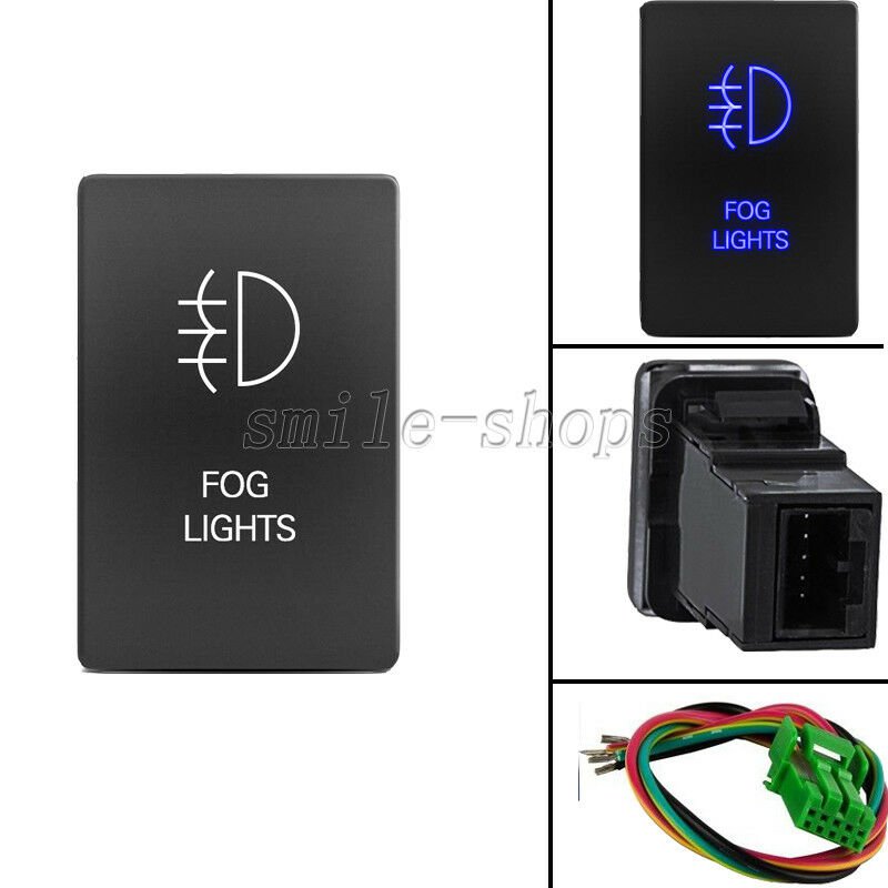 32.5mm x 22mm 12V Push Switch Blue LED Fog Lights For Toyota 4Runner 2010-up 12