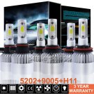 9005 H11 5202 LED Headlight + Fog Light For 2007-2013 GMC Sierra 1500 2500 3500