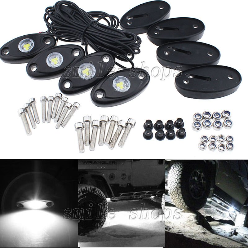 4X 9W White Cree LED Rock Light Jeep ATV Offraod Truck Under Body Trail Rig Lamp