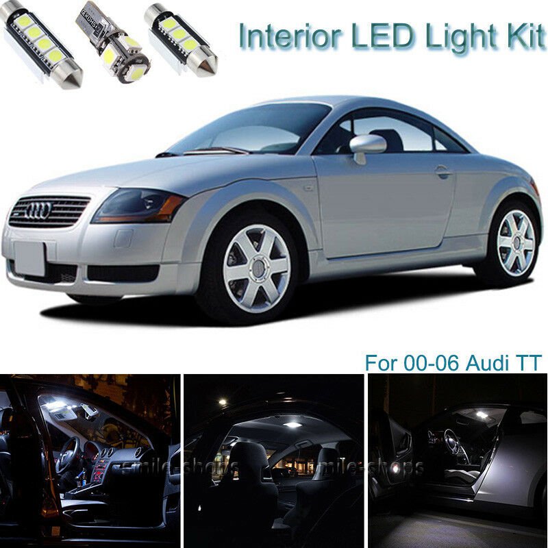 10pcs Bright White Interior LED Light Package Kit Deal For Audi TT 2000-2006