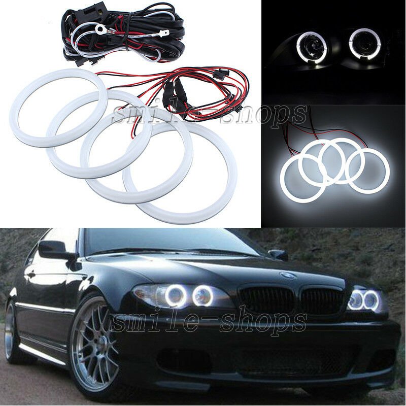 4pcs 106mm White LED Angel Eyes Halo Rings Cotton For BMW LCI E46 3 Series 2D