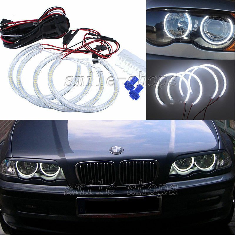 4pcs BMW E46 3 Series Non-HID Halogen Headlight SMD LED Angel Eyes Halo Ring Kit