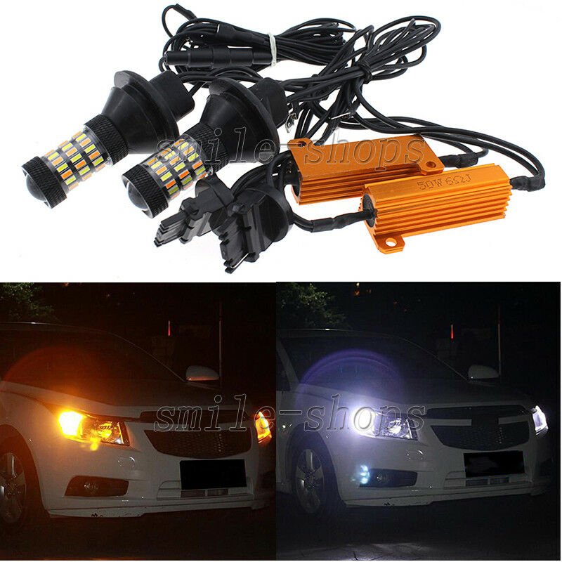 Plug&Play Switchback Front DRL Turn Signal LED Light + Resistor For GMC Chevy