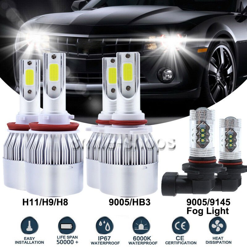 LED Headlight Hi/Lo + Fog Light For Dodge Ram 1500 2500 3500 4500 5500 2009-2017