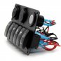 12V/24V 6 Gang Blue LED Rocker Switch Panel Breaker Voltmeter Dual USB Charger