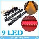 2x 9-LED Sequential Flasher Turn Signal Light Amber Red Switchback Arrow Strips