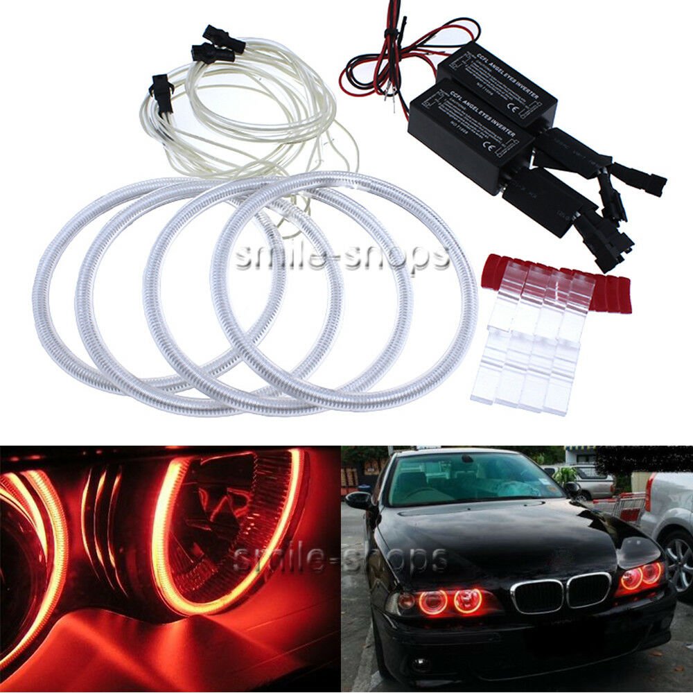 For BMW E30 E32 E34 Brilliant Red CCFL LED Angel Eyes Halo Rings Headlight Kit