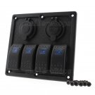 12V Car Marine Boat 4-Gang Waterproof Circuit LED Rocker Switch Panel Breaker