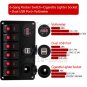 6 Gang Car Boat Red LED Rocker Switch Panel Breaker Dual USB Charger Voltmeter