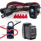 12V On/Off Blue Laser Zombie Light Rocker Switch Kit with Relay Wiring Harness