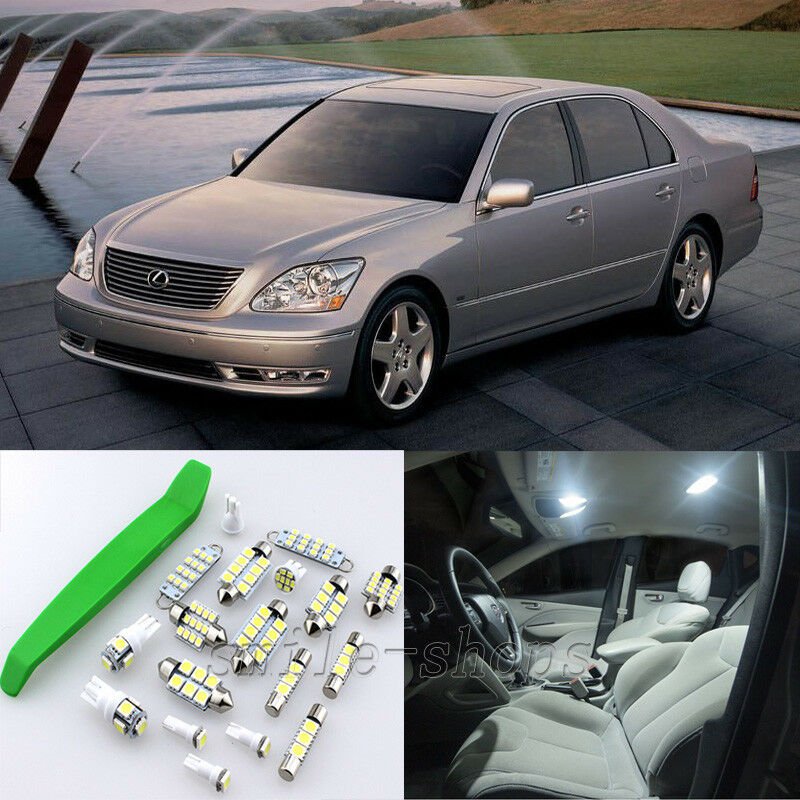 White 19pcs Interior LED Light Kit for 2001-2006 Lexus LS430 + Free Tool