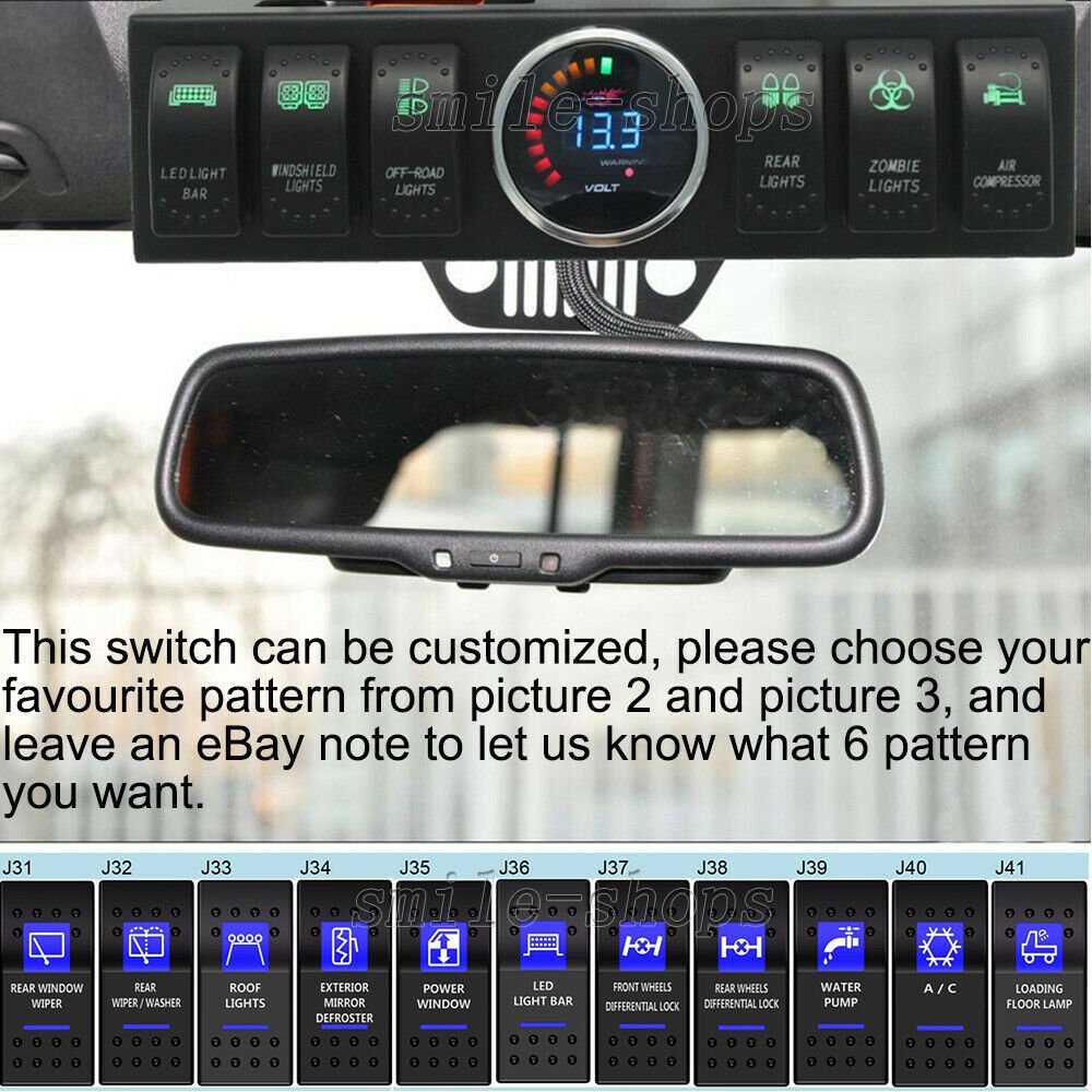 Rocker Switch Panel Cotrol Bracket w/ Digital Voltmeter For Jeep JK 09-16 Green
