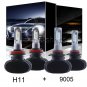 9005 H11 4PCS LED Total 100W Combo Headlight High Low Beam 6000K White Kit Bulb