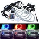 4pcs LED Multi-Color RGB Angel Eye Halo Ring For 2007-2014 GMC Sierra w/ Remote