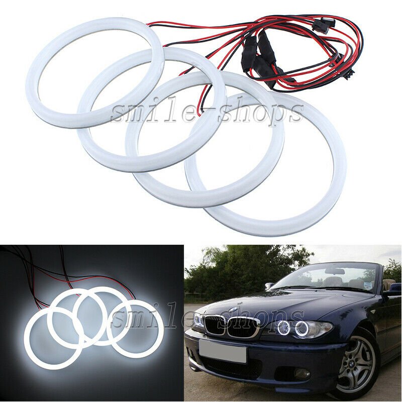 4pcs Xenon Cotton LED SMD Angel Eye Halo Rings Bulb Light For BMW E46 Coupe 2D
