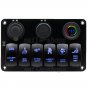 Great Laser 6 Gang Blue LED Switch Panel Circuit Breaker for Car Boat Marine