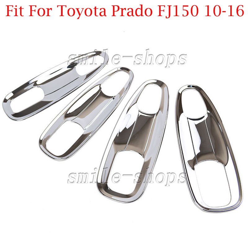 Set Chrome Door Handle Bowl Cover Cup Trim Fit For 2010-2016 Toyota Prado Fj150