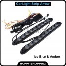 9-LED Sequential Flasher Turn Signal Light Amber Ice Blue Switchback Arrow Strip