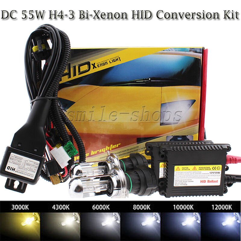 55W H4 HB2 9003 3K 5K 6K 8K 10K Hi/Lo Xenon HID Conversion Headlight Kit
