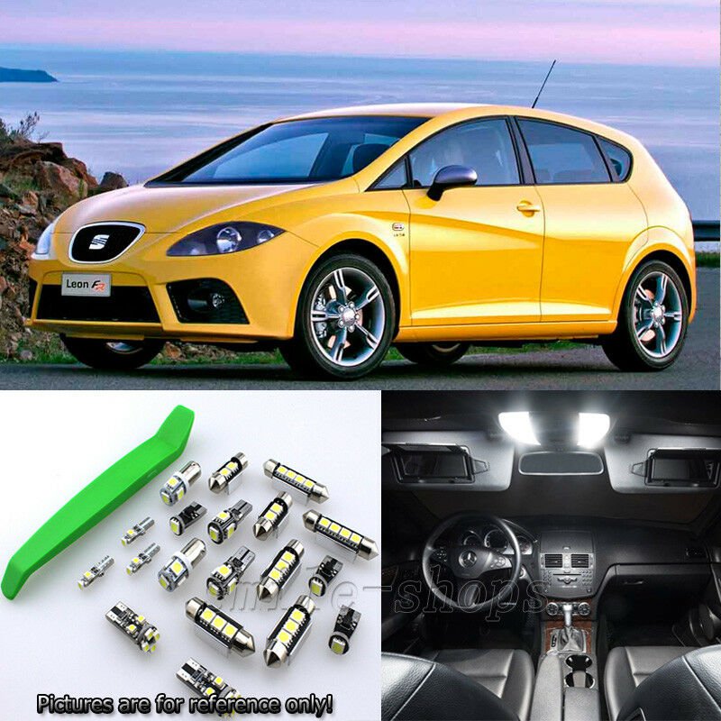 Super White 12pcs Interior LED Light Kit for 2007 Seat Leon + Free Tool