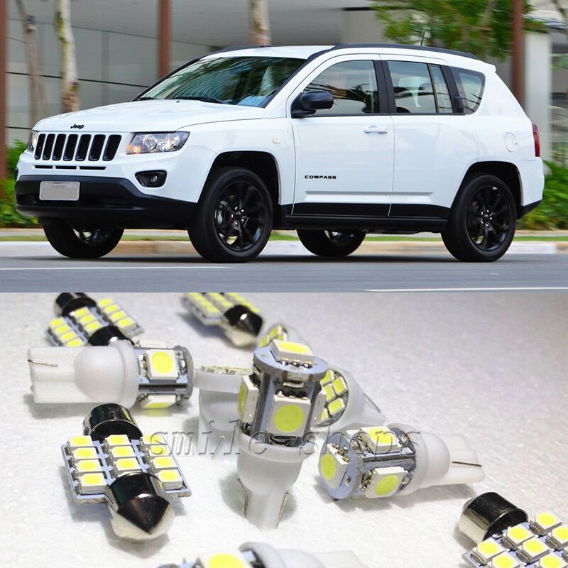 10&Atilde;�Xenon White LED Interior Light Package Kit for Jeep Patriot Compass 2007-2014