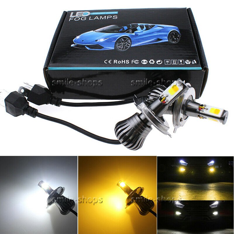 2pcs Switchback White & Amber H4 HB2 9003 High Power LED DRL Fog Drving Lights
