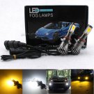 2pcs Switchback Amber & White Dual Color 9005 HB3 LED COB Fog Driving Light Bulb
