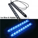 Ice Blue Amber Flowing LED Knight Light Strip Arrow Flasher DRL Turn Signal Lamp