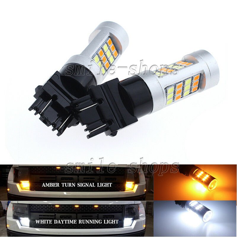 2x 3157 LED Switchback 42SMD Dual Color White Yellow Turn Signal Light 3056 3456