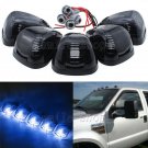 5 x Smoke Roof Light Cab Marker Cover + Ice Blue T10 LED Bulb for Ford F250 F350
