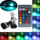 2pcs 12-SMD RGB Wireless 881 889 LED Fog Daytime Running Bulbs + Remote Control