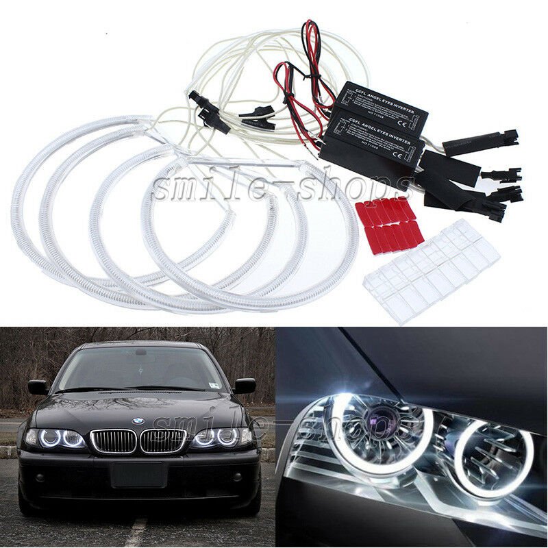 4 x Angel Eye Halo Light Ring Bulb White For BMW 3 Series E46 Non-Projector CCFL