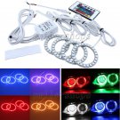 4pcs 60MM RGB SMD Angel Eyes Halo Rings LED Headlight Kit w/ Remote Controller
