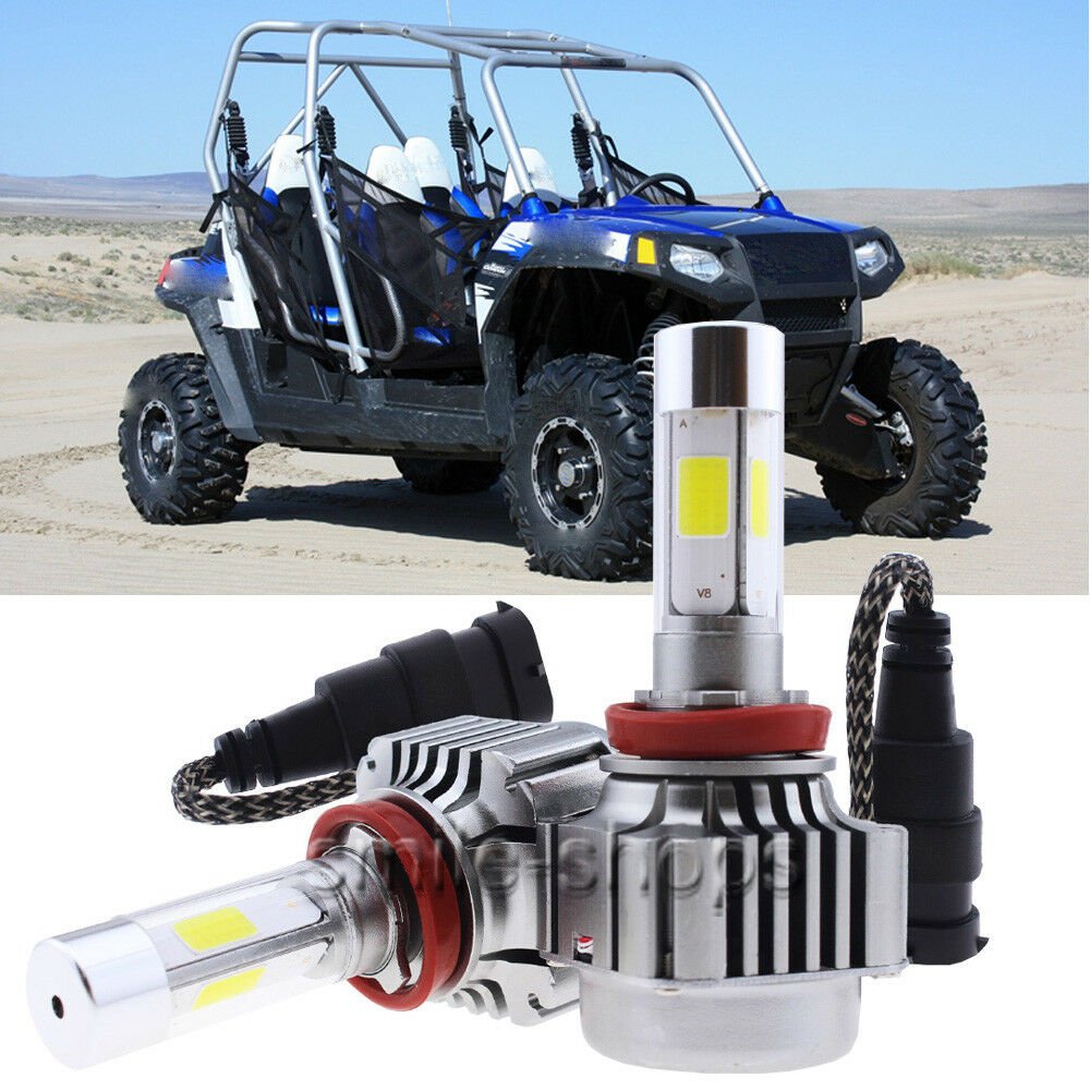 2Pcs H11 LED White Headlight Bulbs For Polaris Ranger RZR Razor 800 900 XP 2010