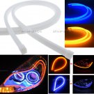 2x 60CM Car Dual Color Switchback Soft Tube DRL Turn Signal LED Light Strip Kit