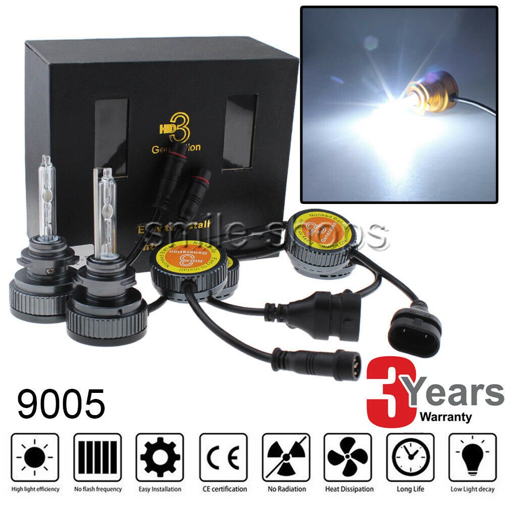 9005 9145 HID Headlight Kit 55W High/Low Beam 5500K White Light Bulb Quick Start