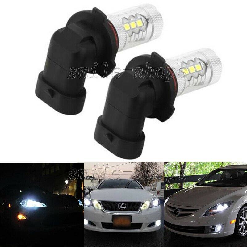 2pcs 6000K White 80W 9006 HB4 Cree LED Fog Driving Daytime Running Light Bulbs