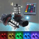 2pcs RGB 9005 5050 27-SMD Car LED Fog Driving Light Bulbs w/ Remote Control Kit