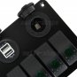 6 Gang Aluminium Green LED Rocker Switch Panel Breaker for Car RV Marine Boat